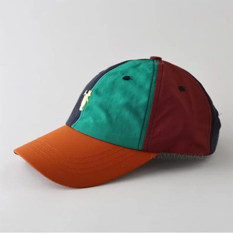 New Bear Embroidered Baseball Cap Dark Blue Green Orange — feature 4