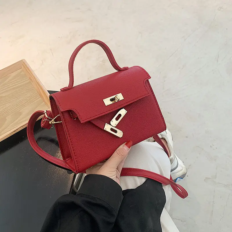 Red Lock Mini Shoulder Crossbody Bag for Women - Image 4