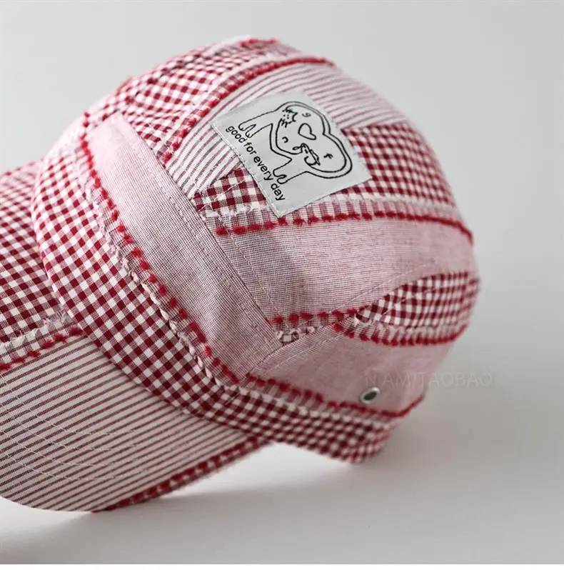 Japanese Plaid Baseball Cap Women Blue White — feature 10