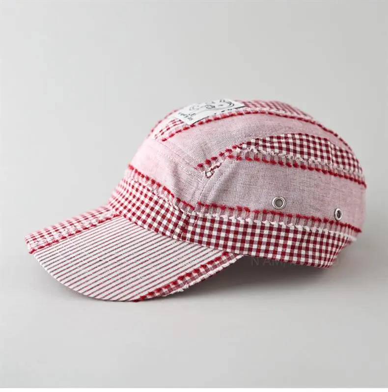 Japanese Plaid Baseball Cap Women Blue White — feature 5