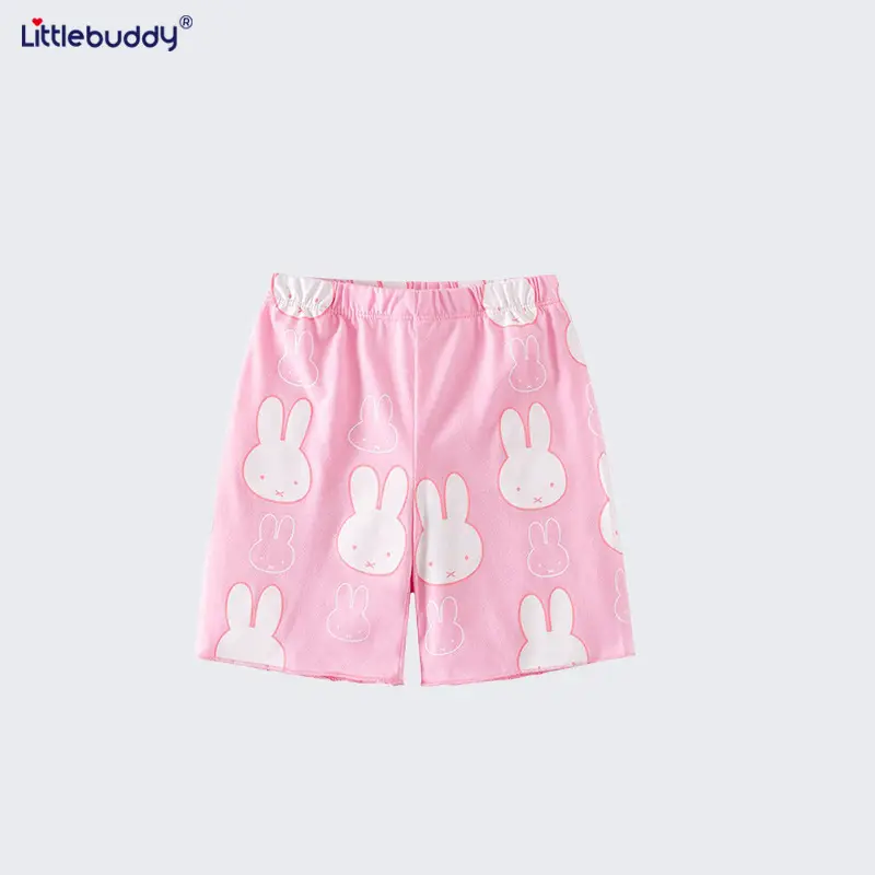 Pink Bunny Print Baby Shorts Set Pure Cotton - Image 5