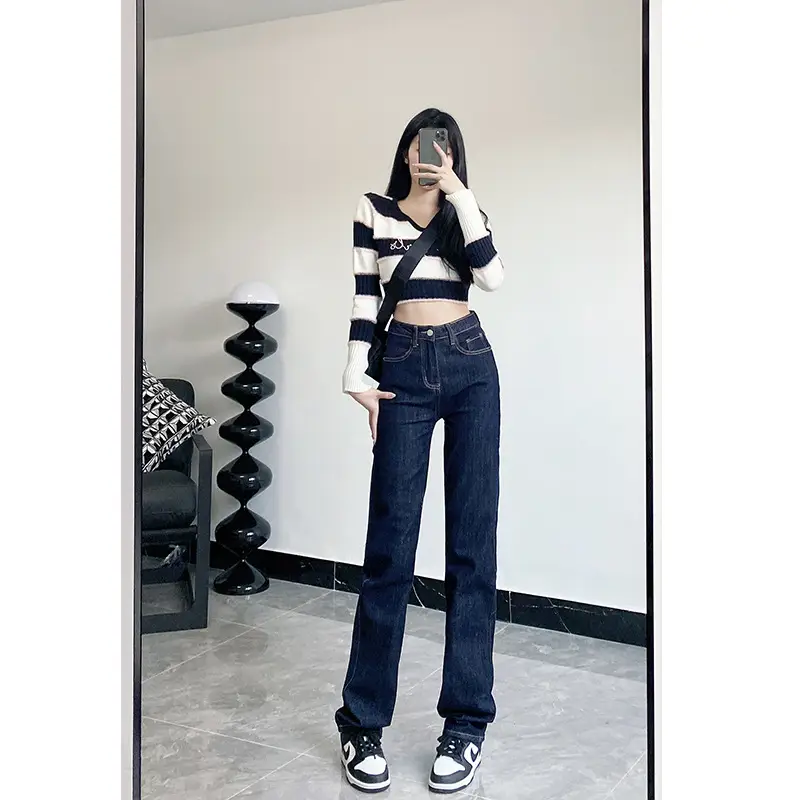 Dark Blue High-Waist Slimming Jeans for Tall Women