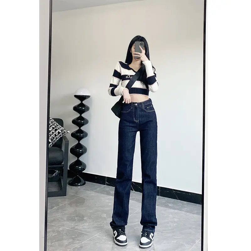 Dark Blue High-Waist Slimming Jeans for Tall Women