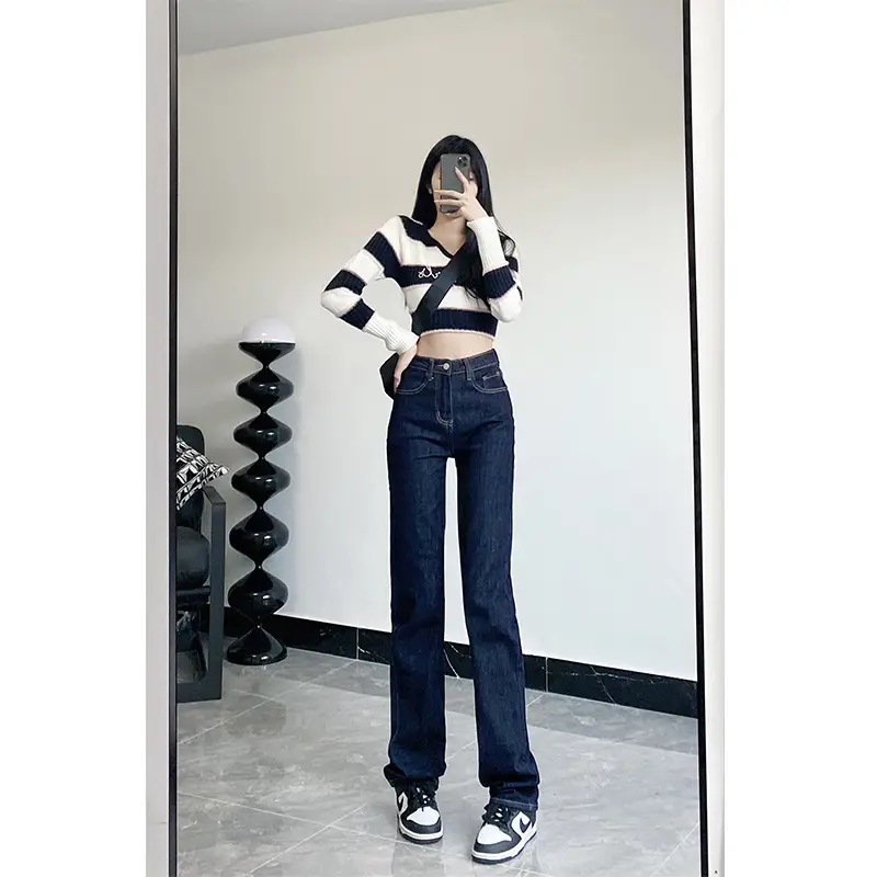 Dark Blue High-Waist Slimming Jeans for Tall Women