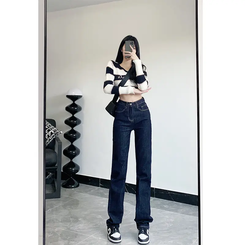 Dark Blue High-Waist Slimming Jeans for Tall Women