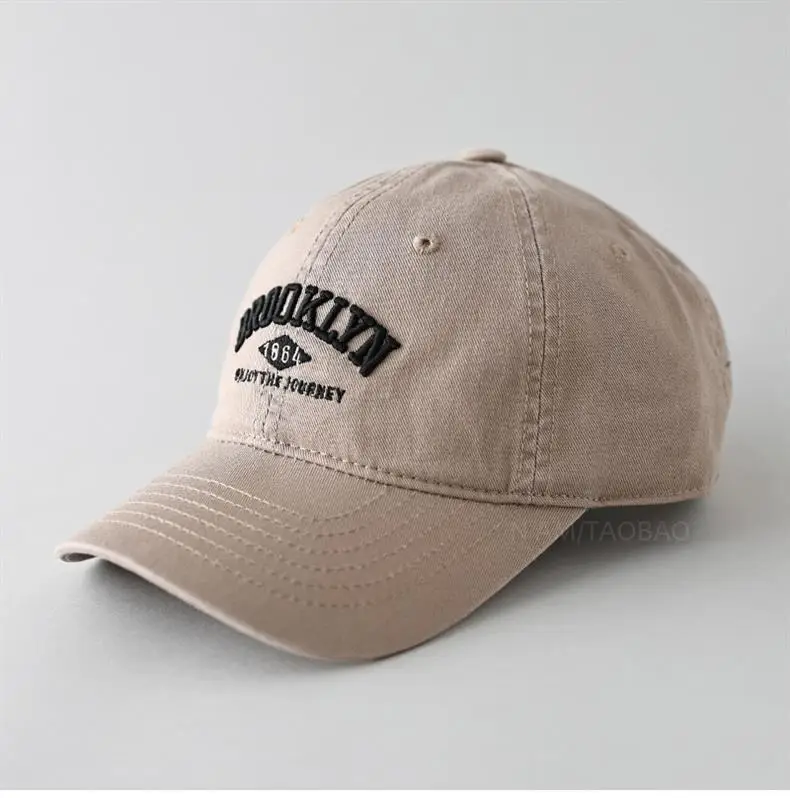White Washed Cotton Baseball Cap with Old Letter Embroidery — feature 11