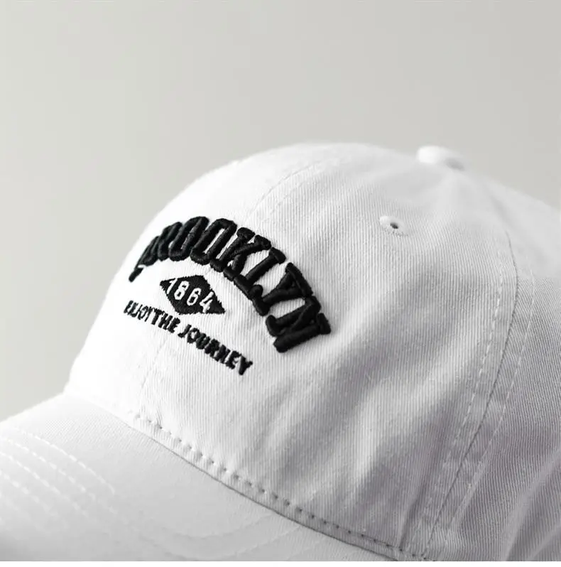 White Washed Cotton Baseball Cap with Old Letter Embroidery — feature 13