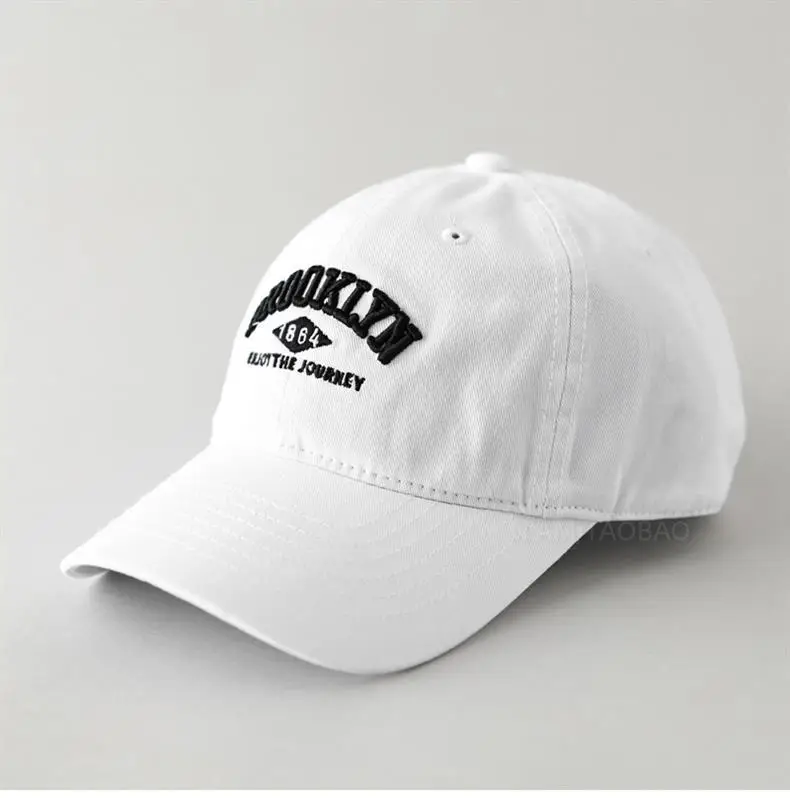 White Washed Cotton Baseball Cap with Old Letter Embroidery — feature 5