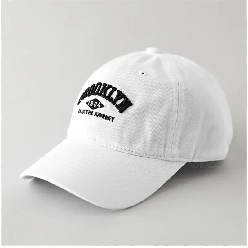 White Washed Cotton Baseball Cap with Old Letter Embroidery - Image 2