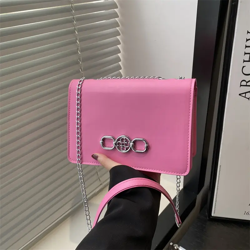 Pink Korean Style Chain Shoulder Bag for Women - Image 3