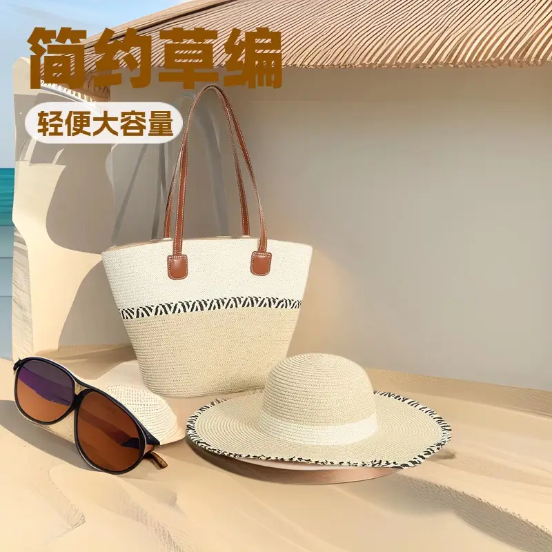 Women Straw Woven Shoulder Bag Large Capacity Seaside Style - Image 11