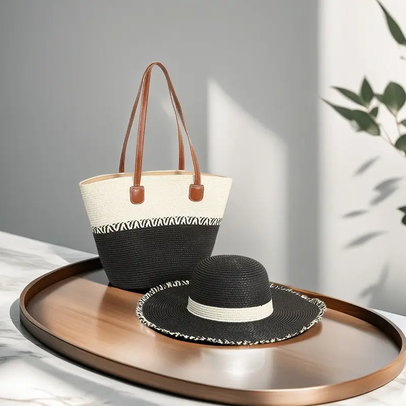 Women Straw Woven Shoulder Bag Large Capacity Seaside Style - Image 3