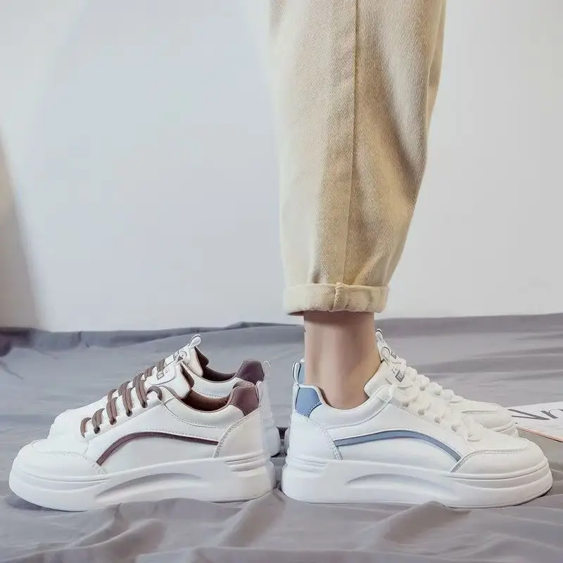 Spring 2025 New Student Harajuku Style Sneakers White Shoes Women's All-match Korean Style Thick-soled Sports Leather Shoes - Image 6