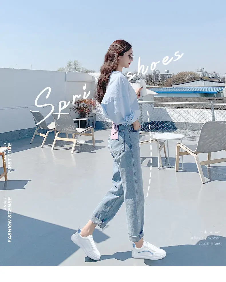 Spring 2025 New Student Harajuku Style Sneakers White Shoes Women's All-match Korean Style Thick-soled Sports Leather Shoes — feature 1