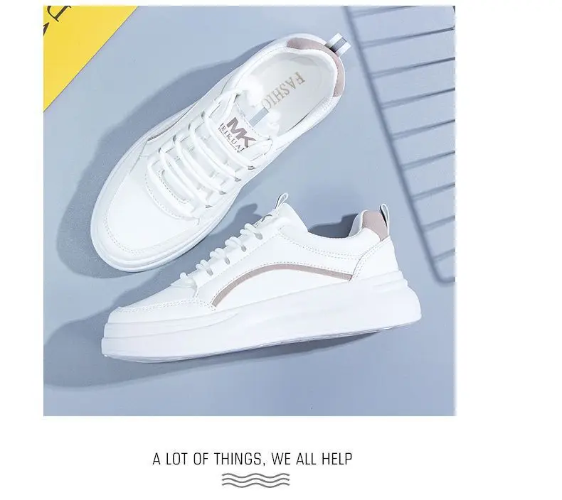 Spring 2025 New Student Harajuku Style Sneakers White Shoes Women's All-match Korean Style Thick-soled Sports Leather Shoes — feature 10