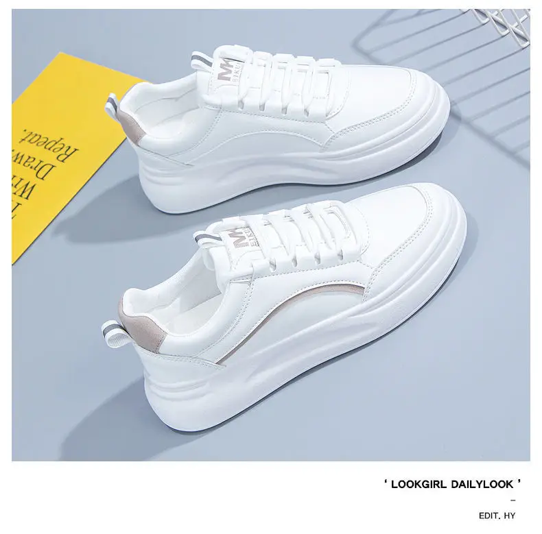 Spring 2025 New Student Harajuku Style Sneakers White Shoes Women's All-match Korean Style Thick-soled Sports Leather Shoes — feature 11