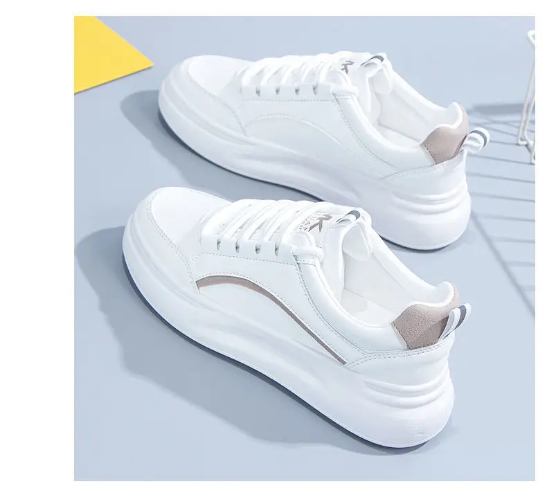 Spring 2025 New Student Harajuku Style Sneakers White Shoes Women's All-match Korean Style Thick-soled Sports Leather Shoes — feature 12