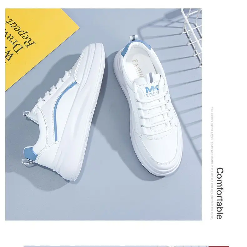 Spring 2025 New Student Harajuku Style Sneakers White Shoes Women's All-match Korean Style Thick-soled Sports Leather Shoes — feature 6