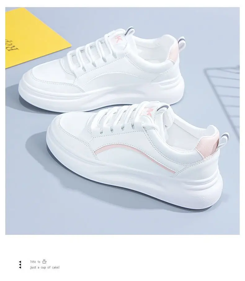 Spring 2025 New Student Harajuku Style Sneakers White Shoes Women's All-match Korean Style Thick-soled Sports Leather Shoes — feature 9