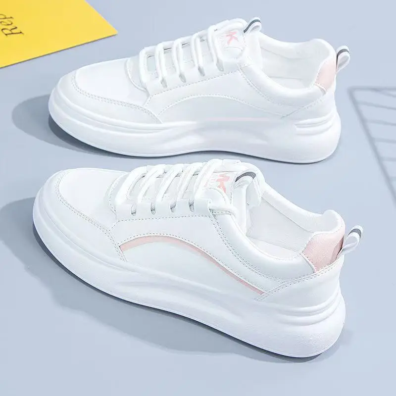 Spring 2025 New Student Harajuku Style Sneakers White Shoes Women's All-match Korean Style Thick-soled Sports Leather Shoes - Image 4