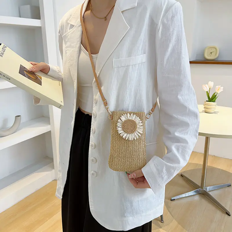 Korean Sunflower Straw Shoulder Bag 2025 Spring - Image 6