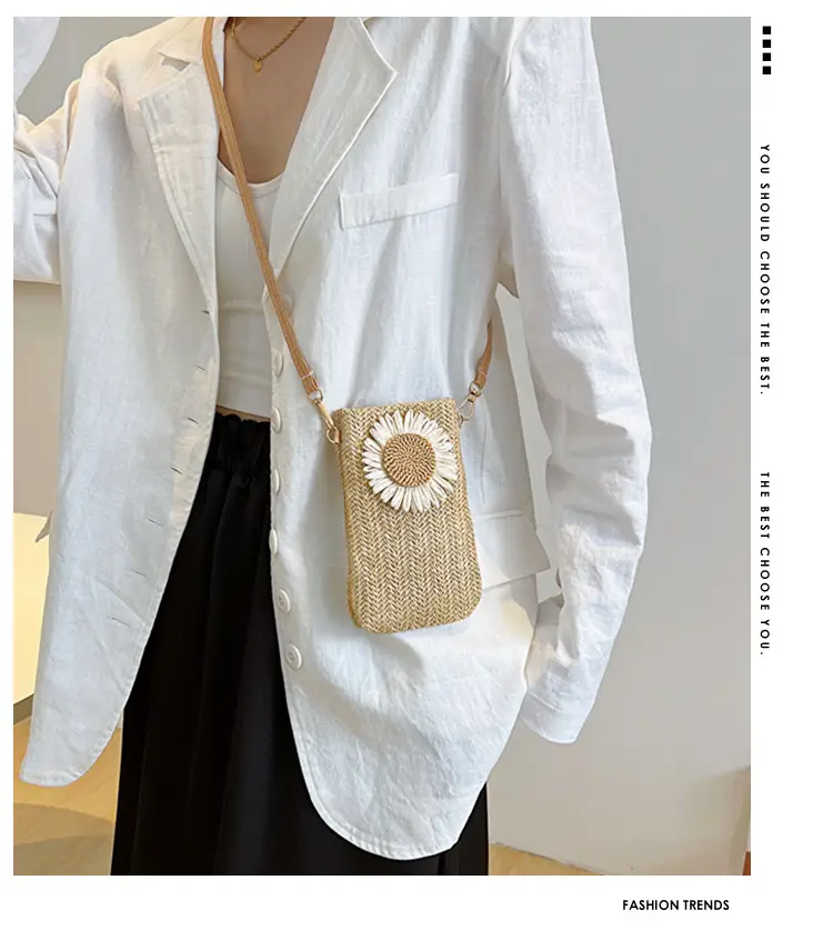 Korean Sunflower Straw Shoulder Bag 2025 Spring — feature 1