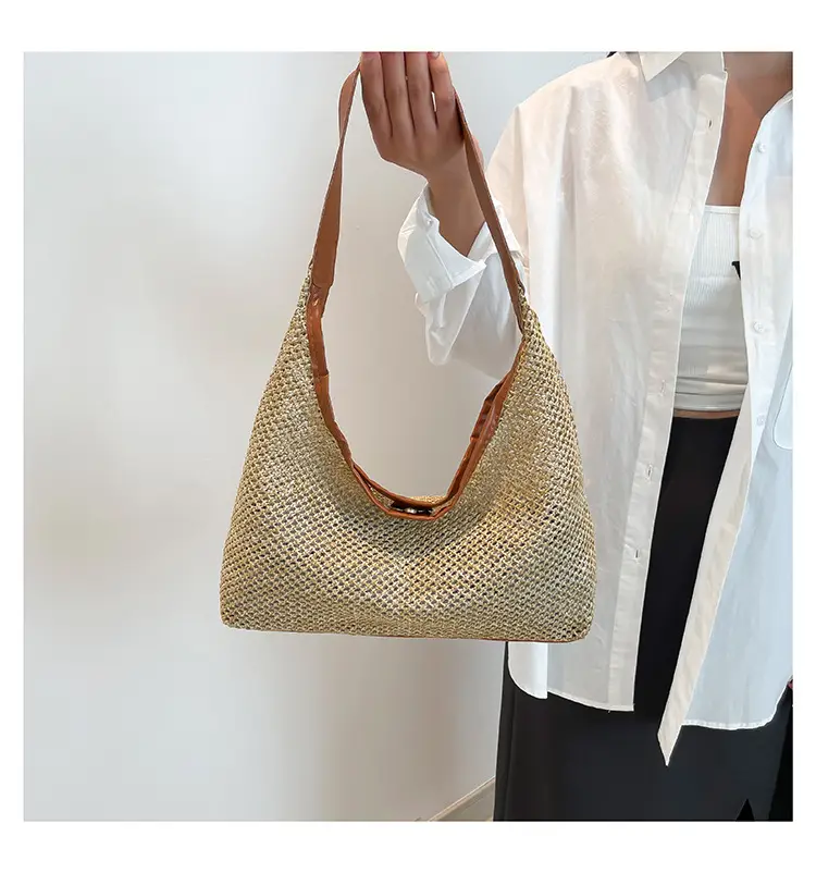 Women Vintage Woven Straw Shoulder Bag Large Capacity — feature 15