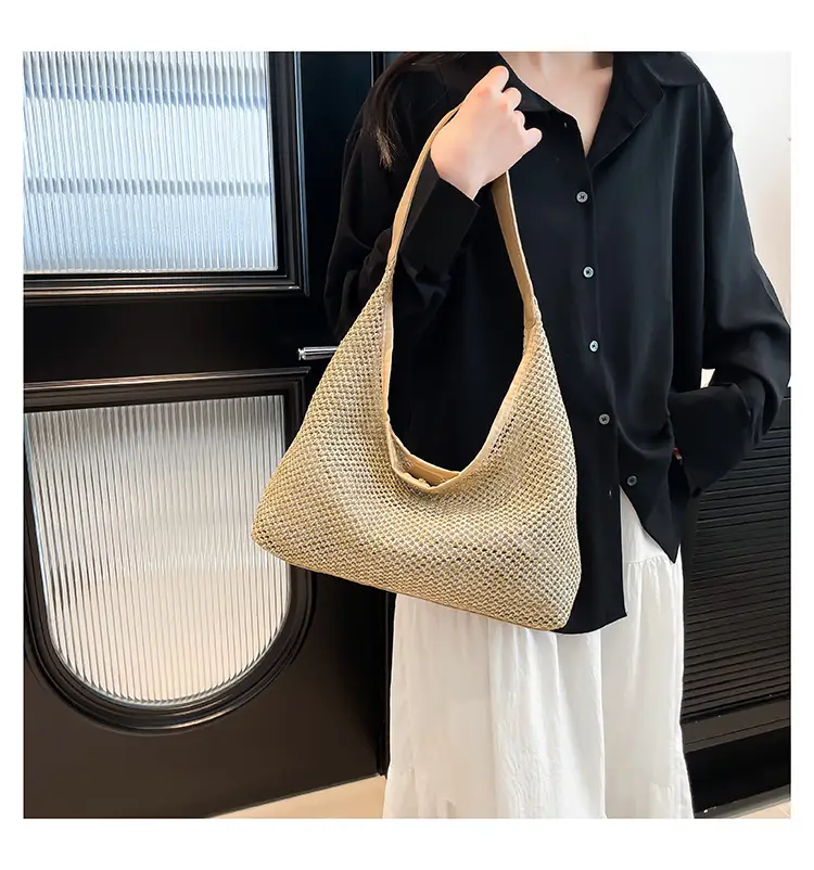 Women Vintage Woven Straw Shoulder Bag Large Capacity — feature 17