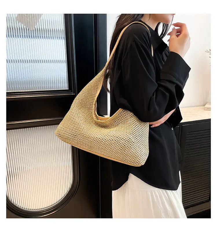 Women Vintage Woven Straw Shoulder Bag Large Capacity — feature 18