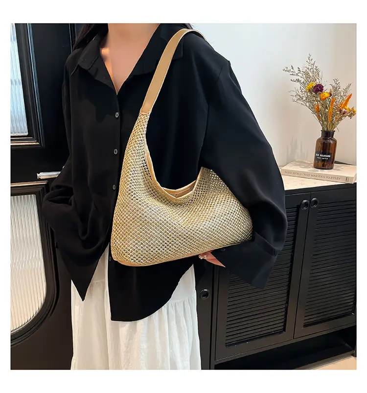 Women Vintage Woven Straw Shoulder Bag Large Capacity — feature 19