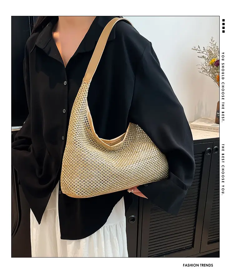 Women Vintage Woven Straw Shoulder Bag Large Capacity — feature 2