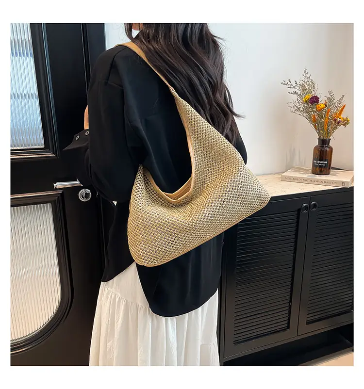 Women Vintage Woven Straw Shoulder Bag Large Capacity — feature 20
