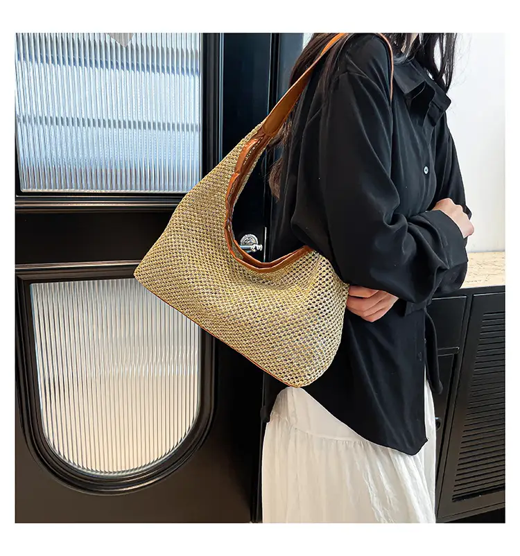 Women Vintage Woven Straw Shoulder Bag Large Capacity — feature 21