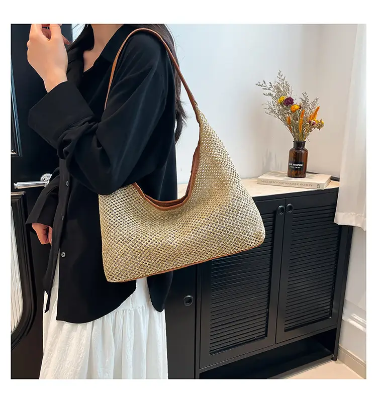 Women Vintage Woven Straw Shoulder Bag Large Capacity — feature 22