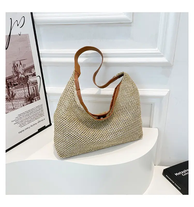 Women Vintage Woven Straw Shoulder Bag Large Capacity — feature 23