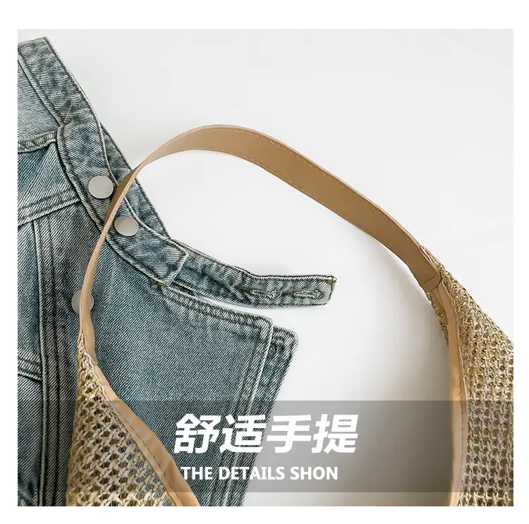 Women Vintage Woven Straw Shoulder Bag Large Capacity — feature 5