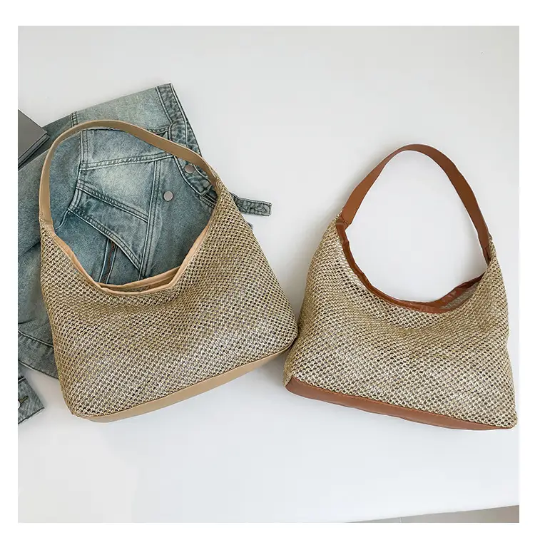 Women Vintage Woven Straw Shoulder Bag Large Capacity — feature 9