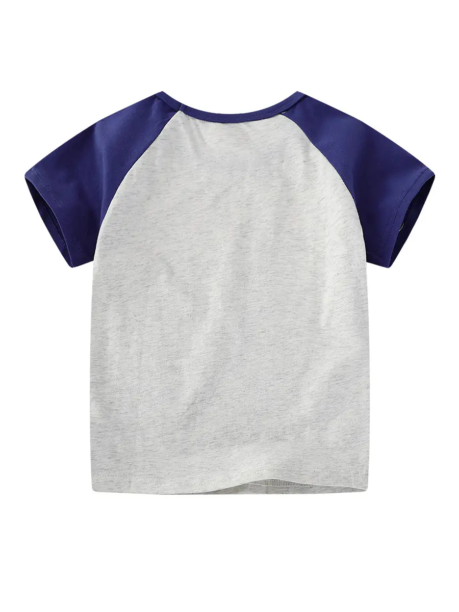 2025 Boys T-Shirt Grey Blue Crewneck Small Medium
