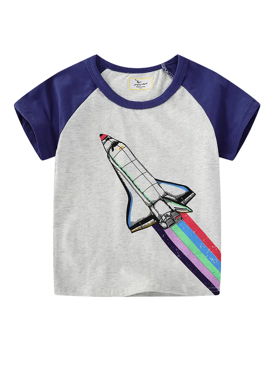 2025 Boys T-Shirt Grey Blue Crewneck Small Medium