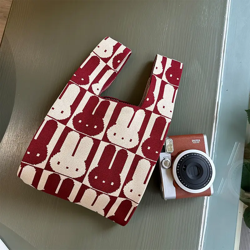 Cute Korean Style Red White Handheld Tote Bag - Image 32