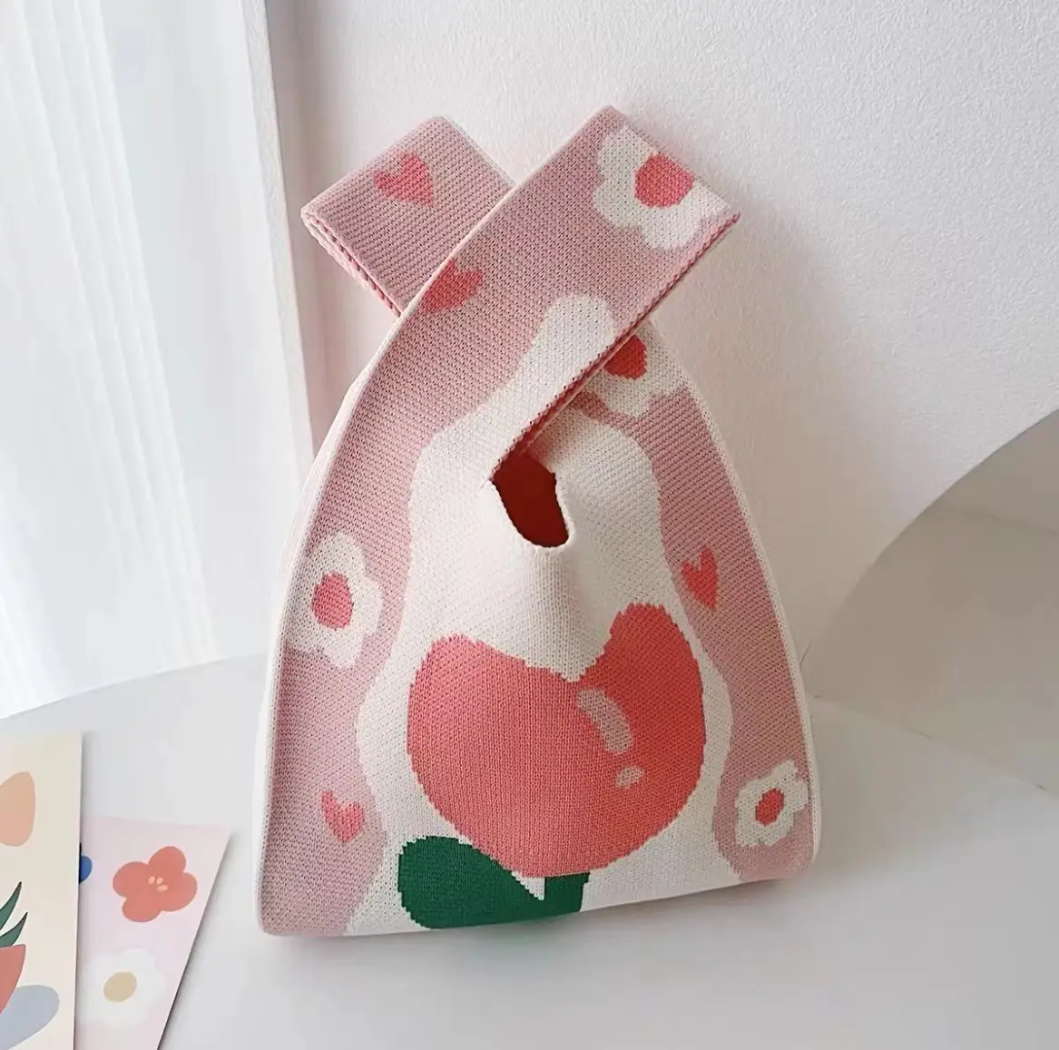 Cute Korean Style Red White Handheld Tote Bag — feature 27