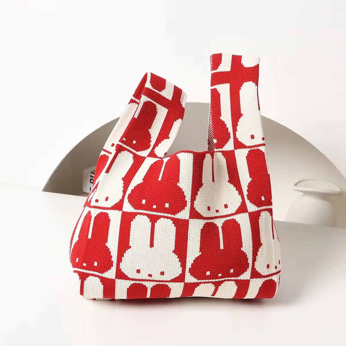 Cute Korean Style Red White Handheld Tote Bag - Image 11
