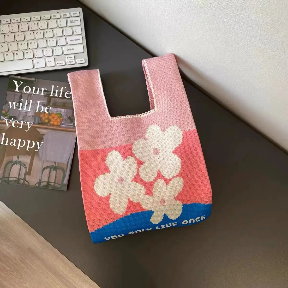 Cute Korean Style Red White Handheld Tote Bag - Image 13