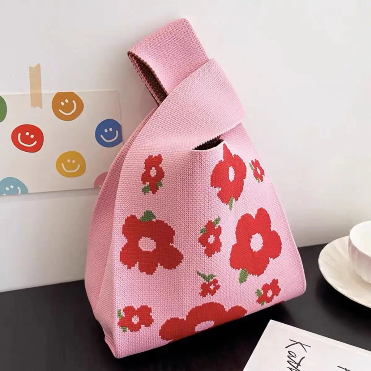 Cute Korean Style Red White Handheld Tote Bag - Image 15