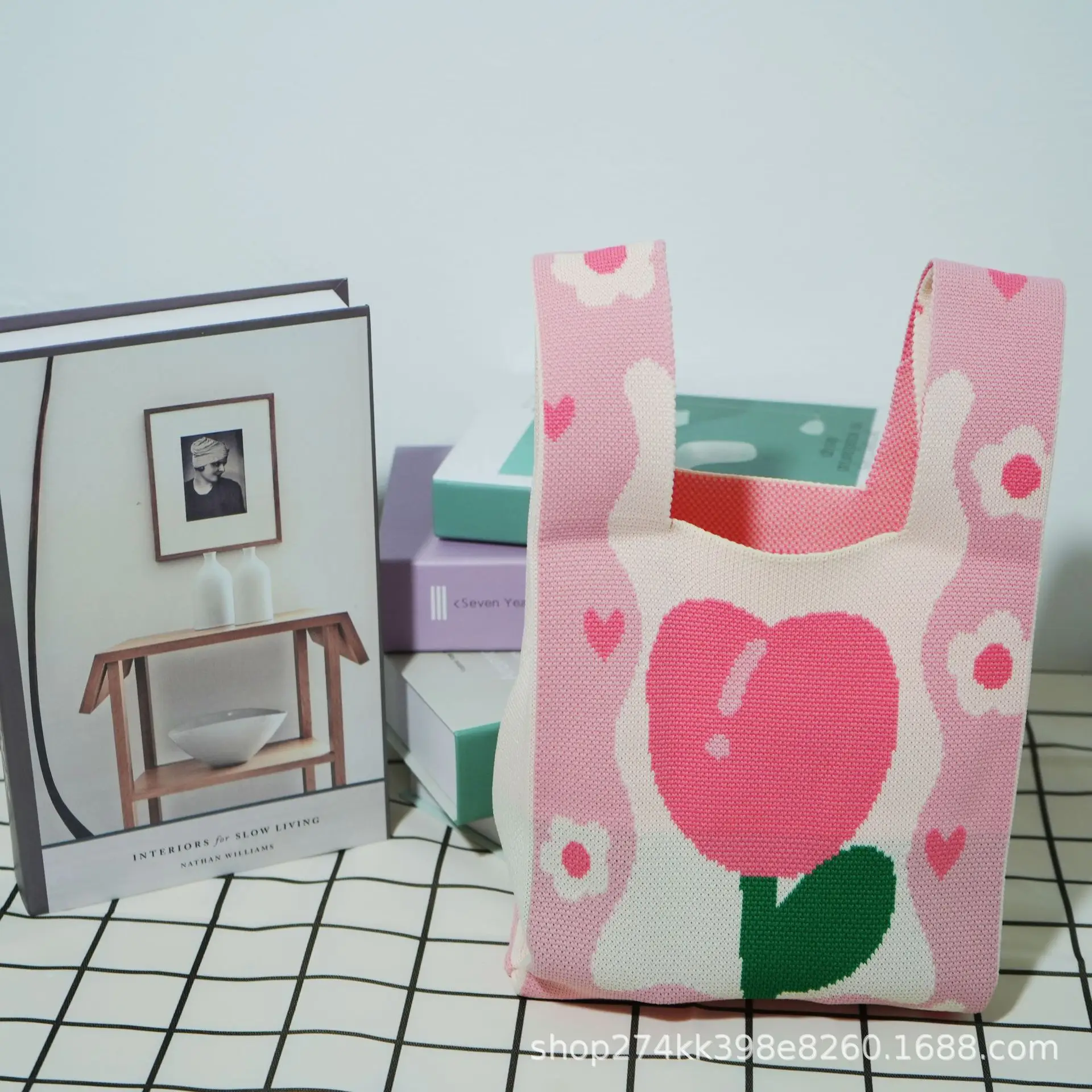 Cute Korean Style Red White Handheld Tote Bag - Image 21