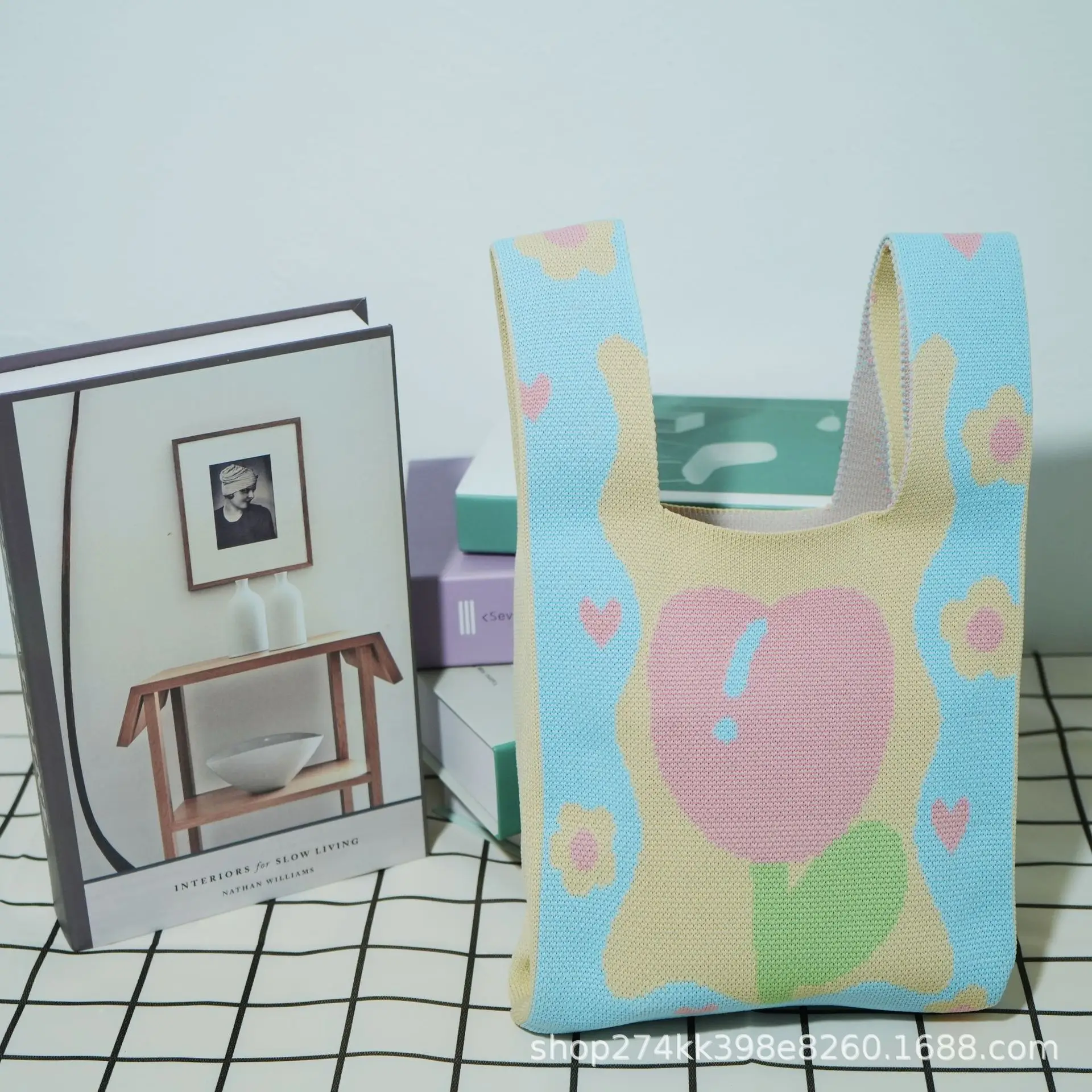 Cute Korean Style Red White Handheld Tote Bag - Image 22