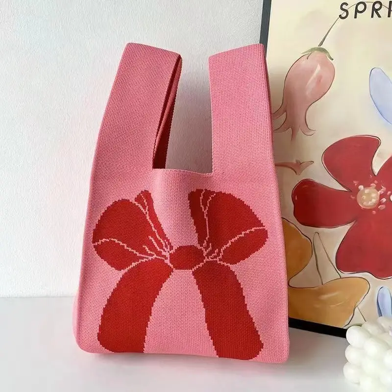 Cute Korean Style Red White Handheld Tote Bag - Image 3