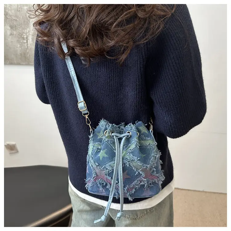 Blue Star Print Bucket Tote Bag for Women — feature 20