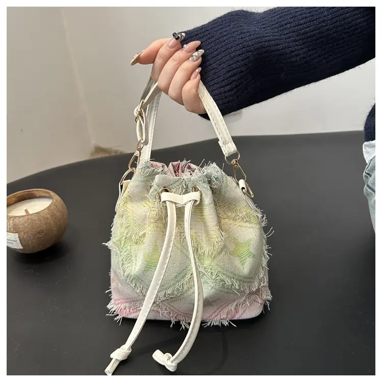 Blue Star Print Bucket Tote Bag for Women — feature 21