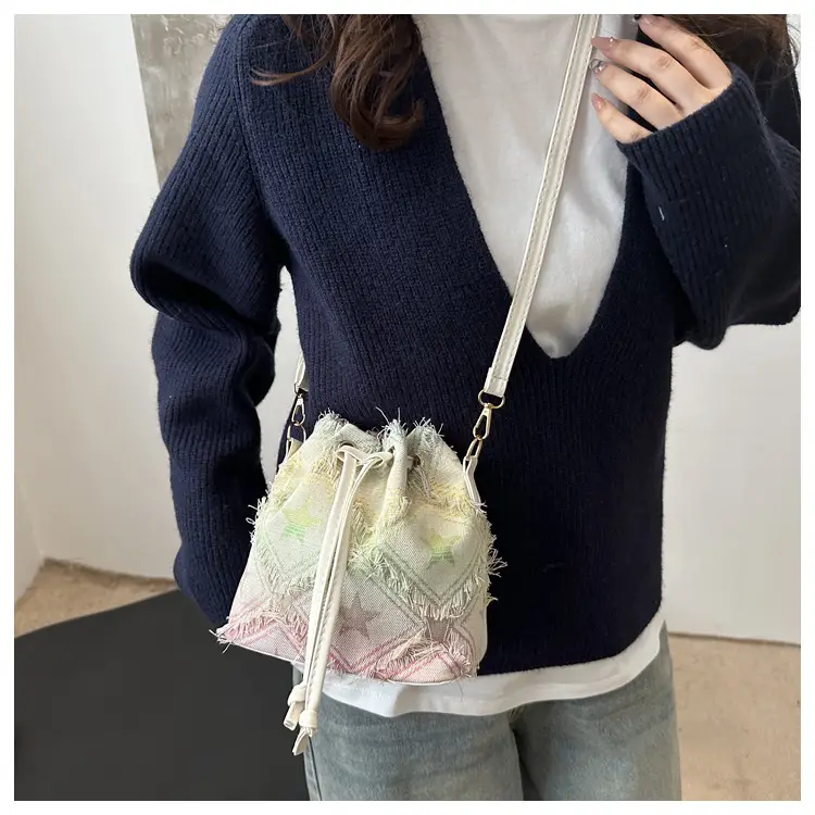 Blue Star Print Bucket Tote Bag for Women — feature 23